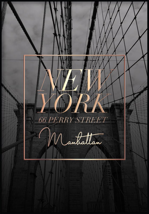 New York Manhattan Vrai Or Rose Poster
